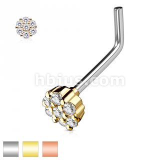 nose rings nol paved surgical cz shaped round steel bend ring nob stud bone studs 316l