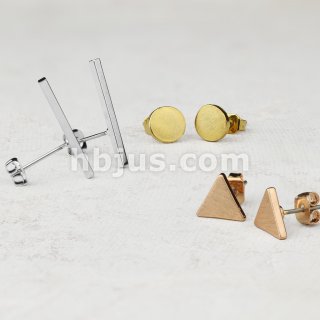 Pair of Plain Long Bar 316L Surgical Steel Post Earring Studs